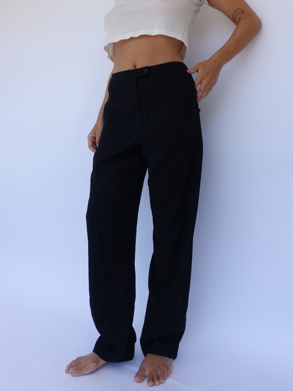 Vintage black pinstripe trouser pants